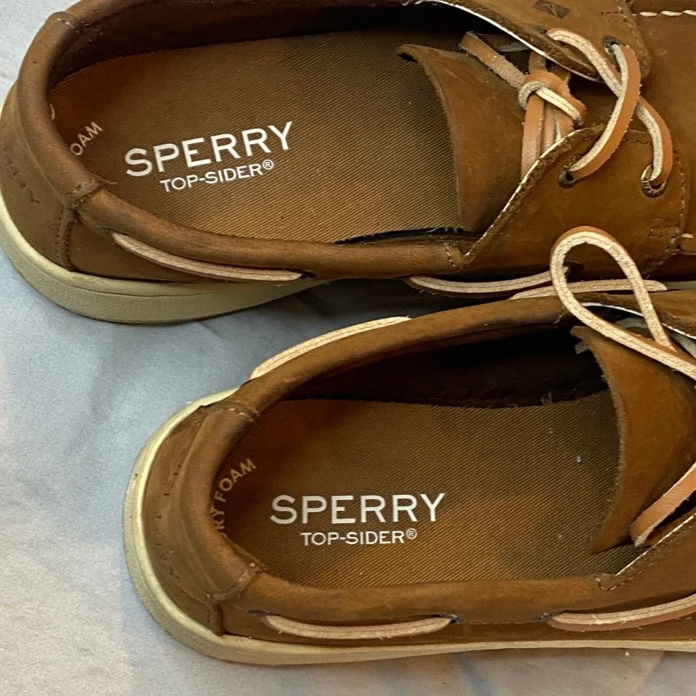 Sperry Top Sider Kids Brown‎ Suede Boat Shoes Memory Foam Size 3.5M
